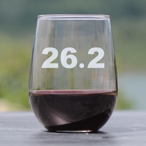 26.2 Marathon Stemless Wine Glass - Gifts for Marathon Runners - Large 17 Ounce Glasses