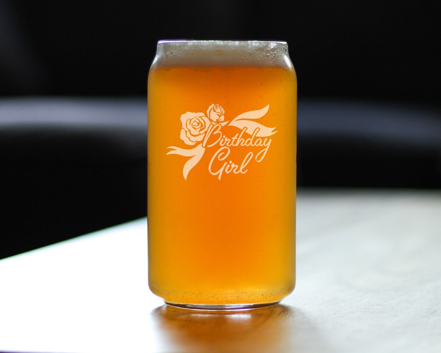 Birthday Girl Beer Can Pint Glass, Etched Sayings, Cute Floral Birthday  Gift for Women, Flower Party Décor - Etsy