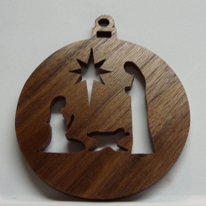 Walnut Scroll Saw Ornament Nativity Etsy