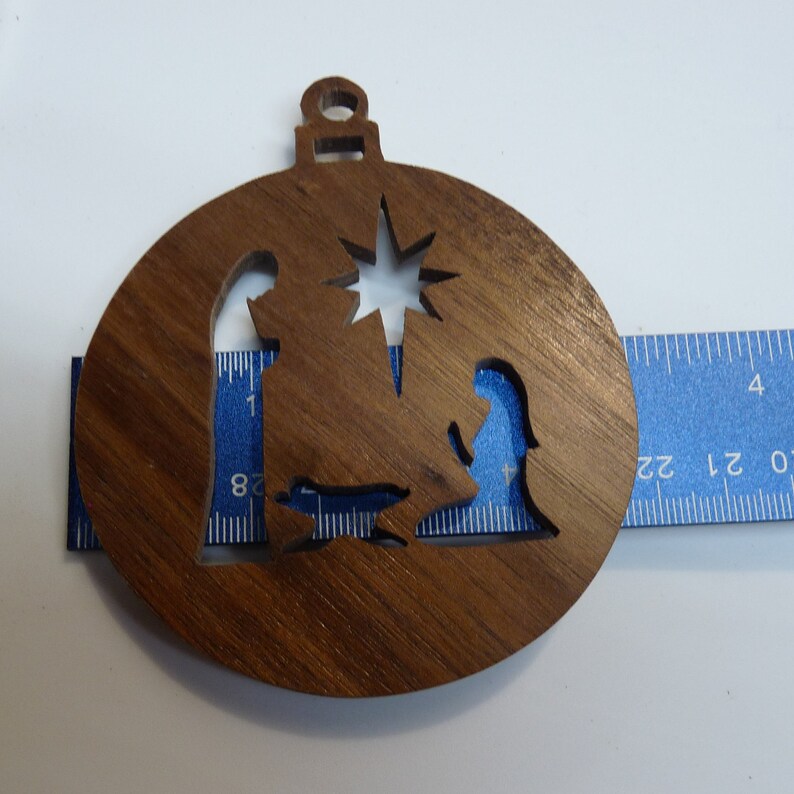 Walnut Scroll Saw Ornament Nativity Etsy