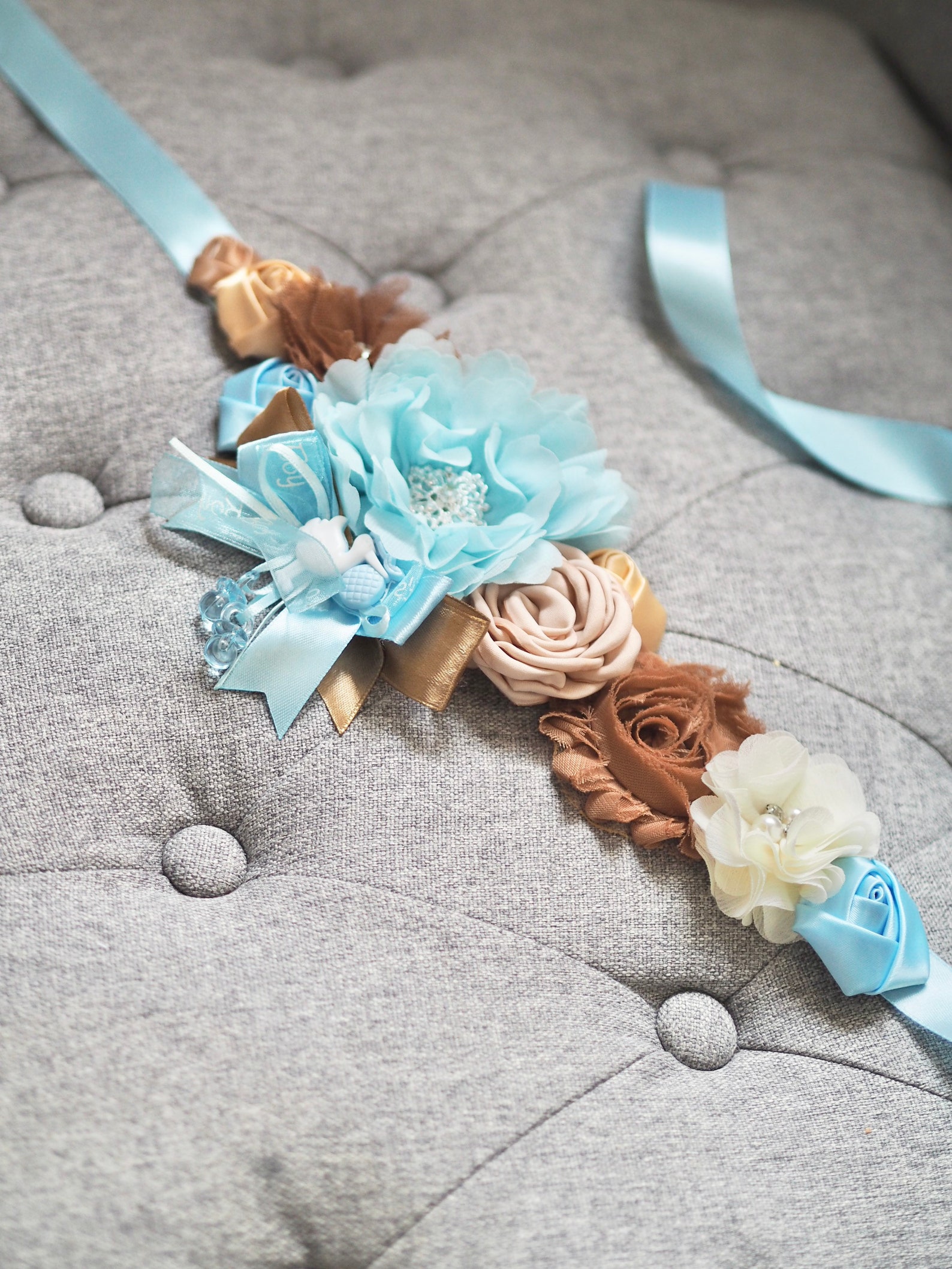 Blue Baby Beige Maternity SashBoy Pregnancy SashGender Etsy