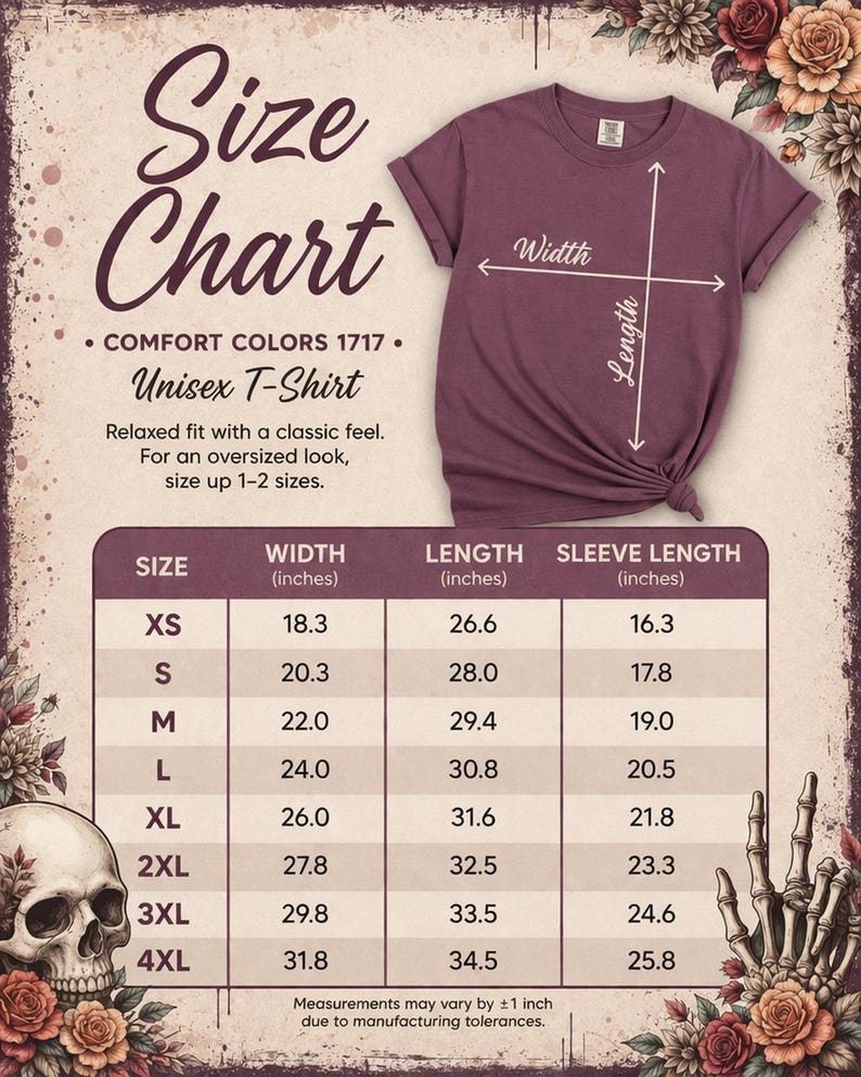Camiseta unisex con estampado floral de mano de esqueleto, humor negro y sarcástico. imagen 6
