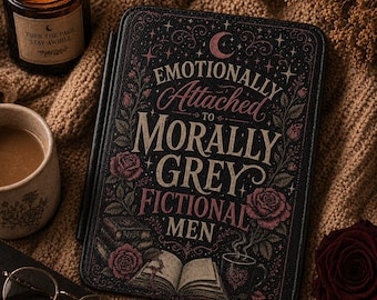 Etui na Kindle'a "Morally Grey Fictional Men", okładka BookTok z mrocznym romansem, przytulny gotycki rękaw