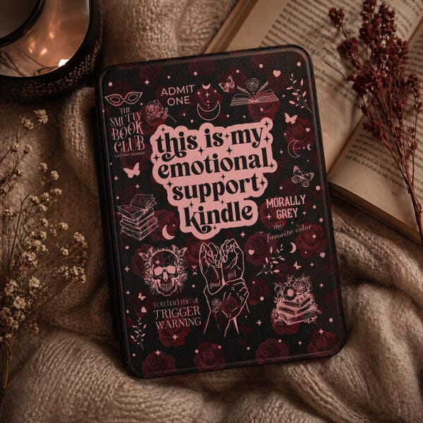 This Is My Emotional Support Kindle Kindle Case | Bookish Gothic Design