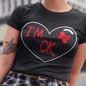 I&#39;m OK, I&#39;m Broken, Broken heart crop t-shirt