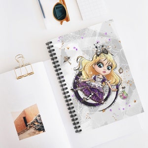 Dark Alice in Wonderland Spiral Notebook - Ruled Line, Cheshire Cat, White Rabbit