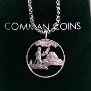 2008 California Cut Coin Necklace State Quarter The Gold Rush Yosemite Valley US History Jewelry