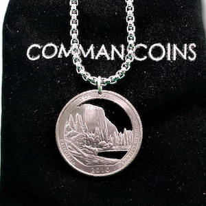 2010 California Cut Coin Necklace State Quarter Yosemite National Park America the Beautiful Collection US Jewelry
