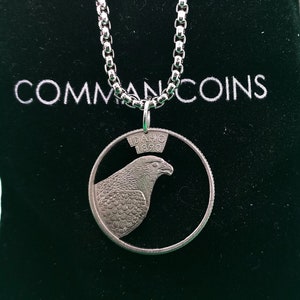 2007 Idaho Cut Coin Necklace State Quarter Peregrine Falcon US History Custom Jewelry