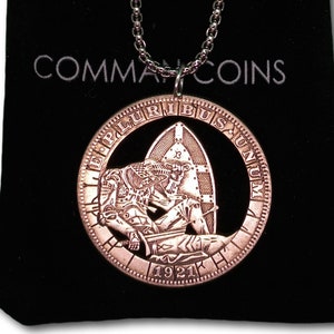 Hand Cut Coin Hobo Necklace Medieval Templar Knight Masonic America Handmade Jewelry Art Pendant Dollar Token Commemorative Coin