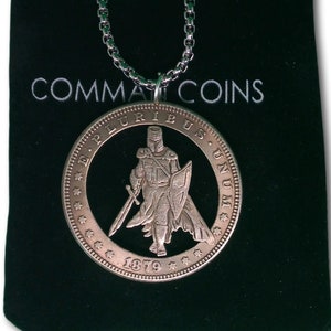 Cut Coin Hobo Coin Necklace Templar Knight Medieval Church American Fantasy Handmade Jewelry Pendant US Dollar
