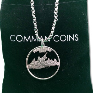 1999 New Jersey Cut Coin State Quarter Washington Crossing The Delaware American US Necklace Jewelry