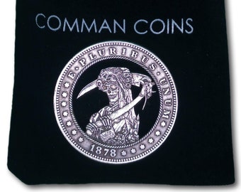 Hobo Coin Cut Coin Sugar Skull Angel of Death Santa Muerte American Art Dollar