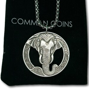 Cut Coin Hobo Coin Necklace Elephant Wild Animal Protection US American Fantasy Handmade Jewelry Pendant US Dollar
