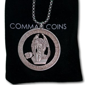 Cut Coin Hobo Coin Necklace Angel Death Love Forever Sexy Woman American Fantasy Handmade Jewelry Pendant US Dollar