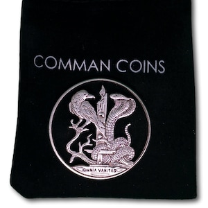 Hobo Coin Cut Coin Omnia Vanitas Latin Quote of Vanity Raven and Snake American Custom US Art Dollar