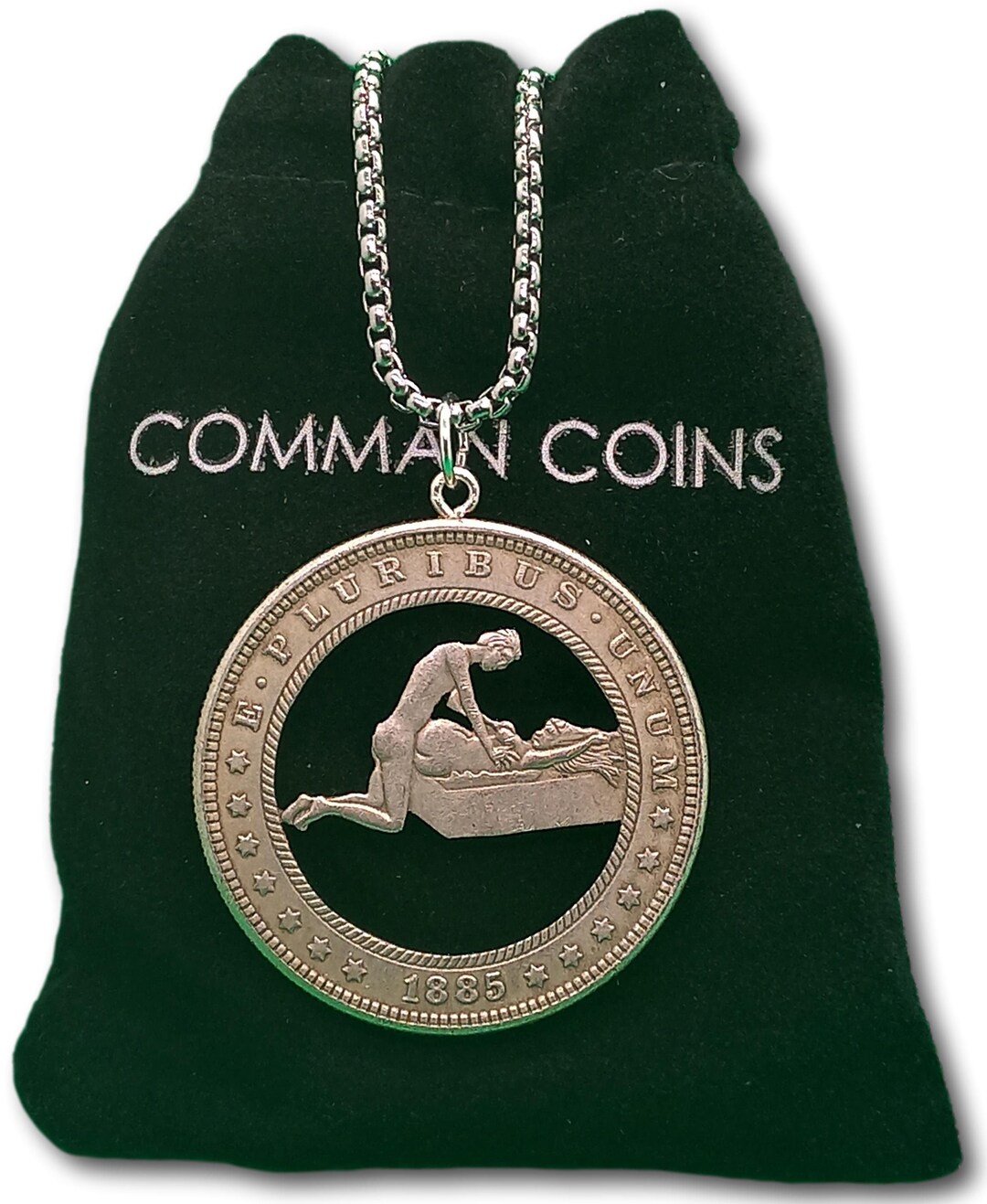 Cut Coin Hobo Coin Necklace Man Woman Kama Sutra Love Position 69 ...