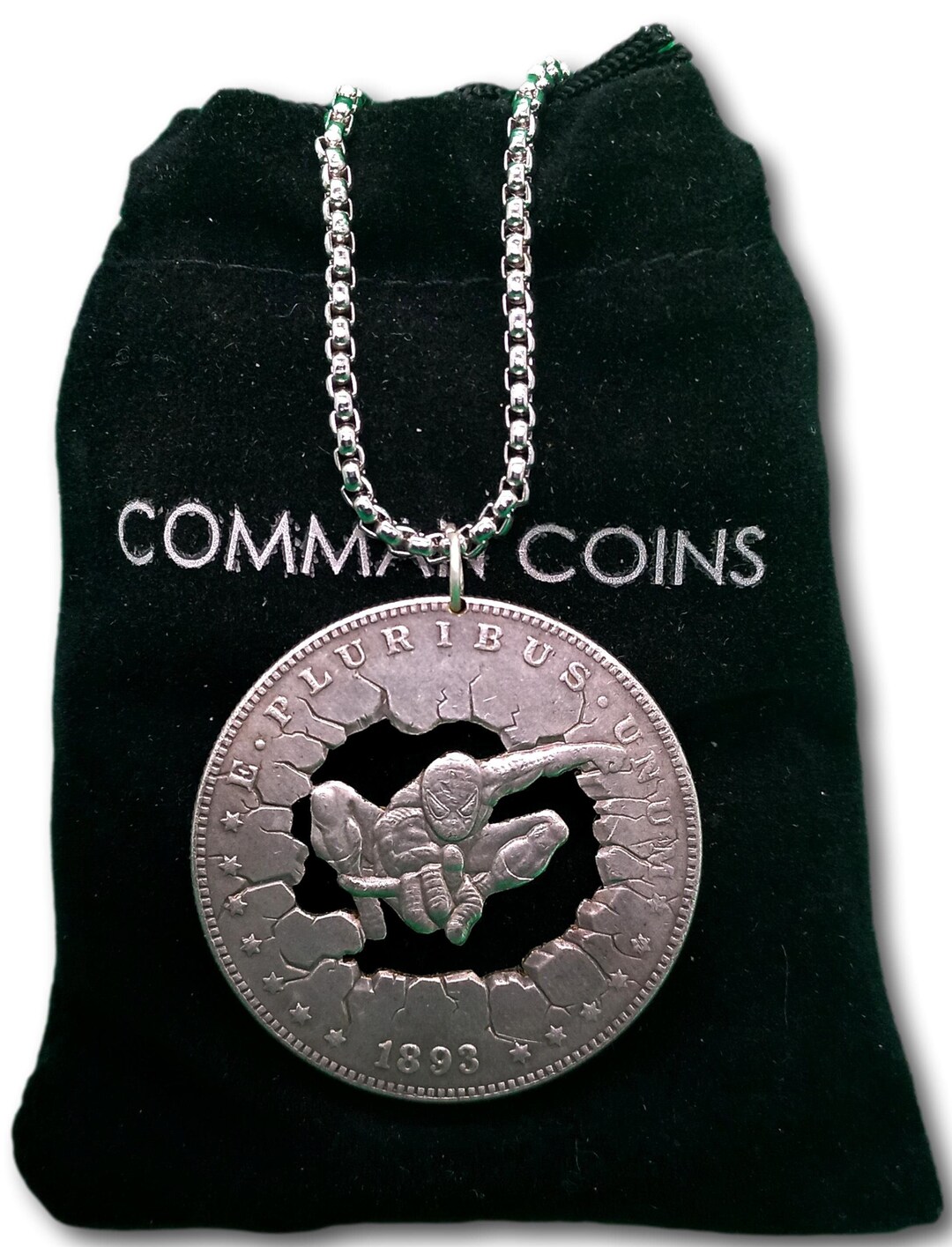 Cut Coin Hobo Coin Necklace Spider Man Super Hero Web Slinger Comic Fan ...