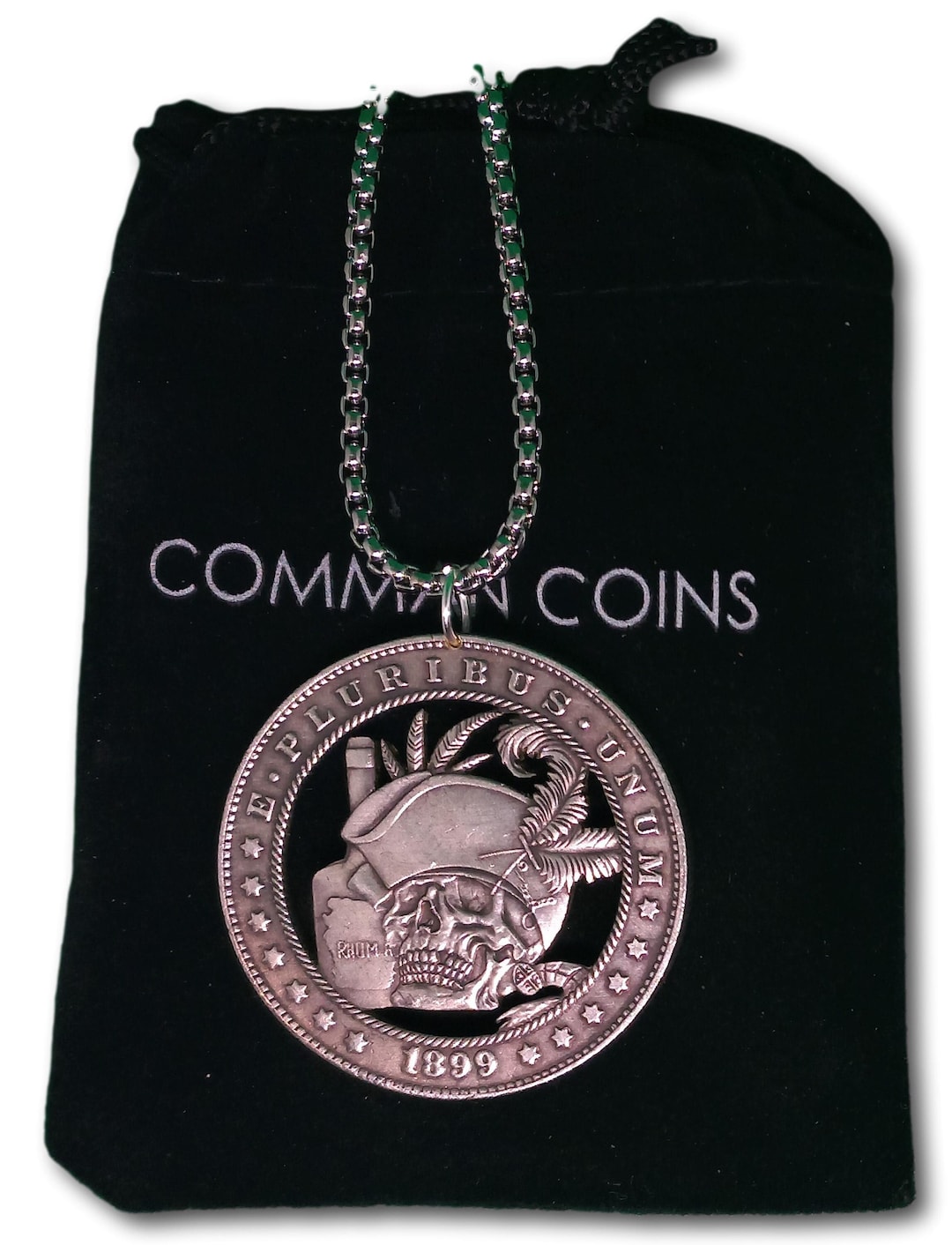 Cut Coin Hobo Coin Necklace Pirate Skull Treasure Island American ...