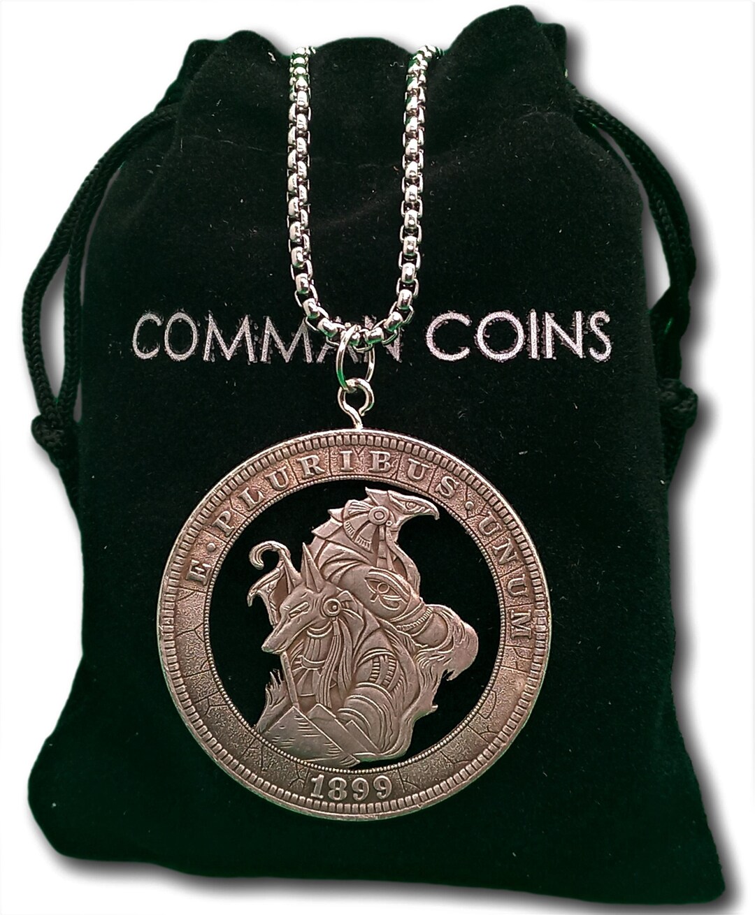 Hobo Cut Coin Necklace Set and Horus Ancient Egyptian Gods American US ...