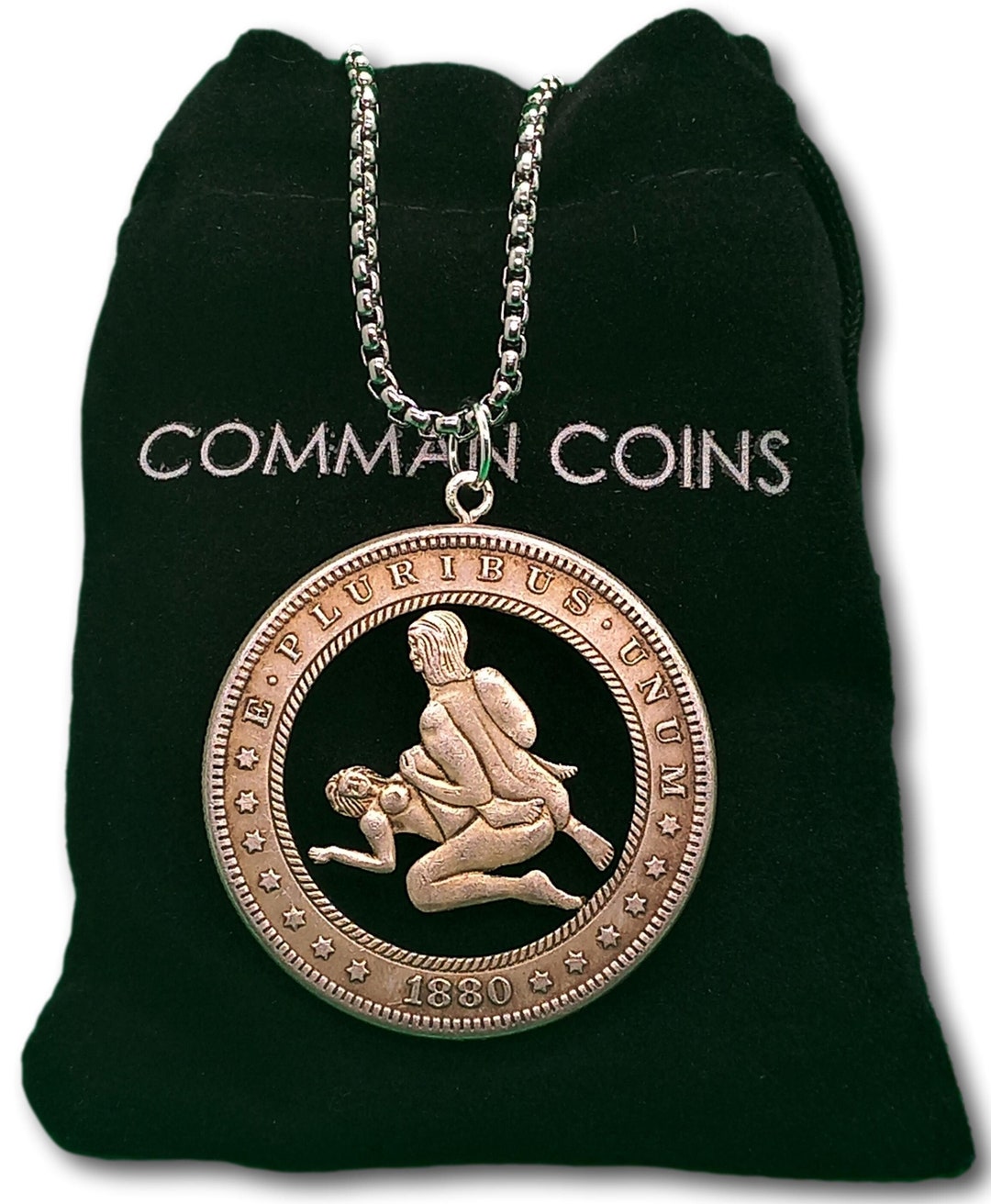 Cut Coin Hobo Coin Necklace Man Woman Kama Sutra Love Position Couple ...