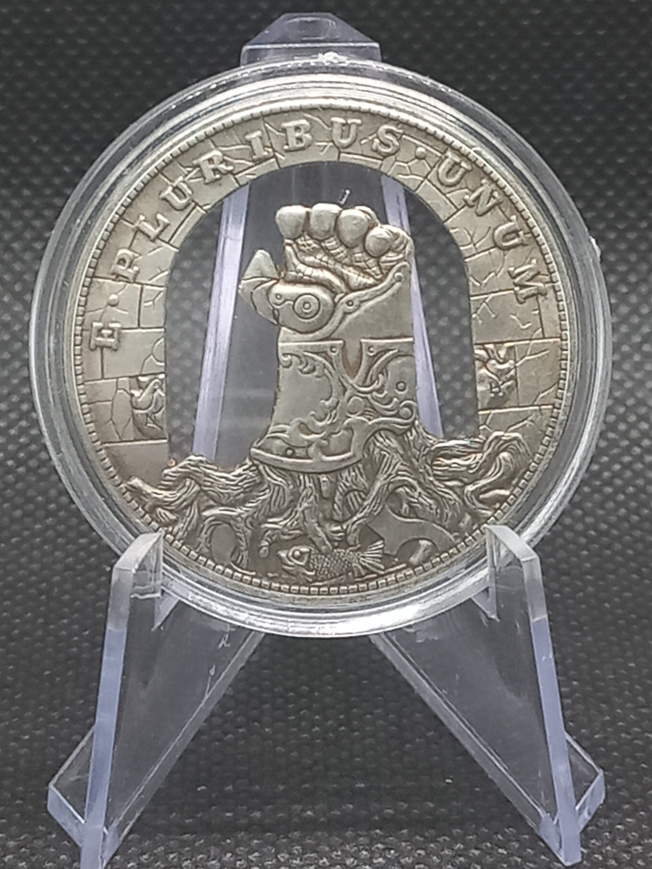 Hand Cut Hobo Coin Tree of Life Medieval Fist Fantasy American - Etsy