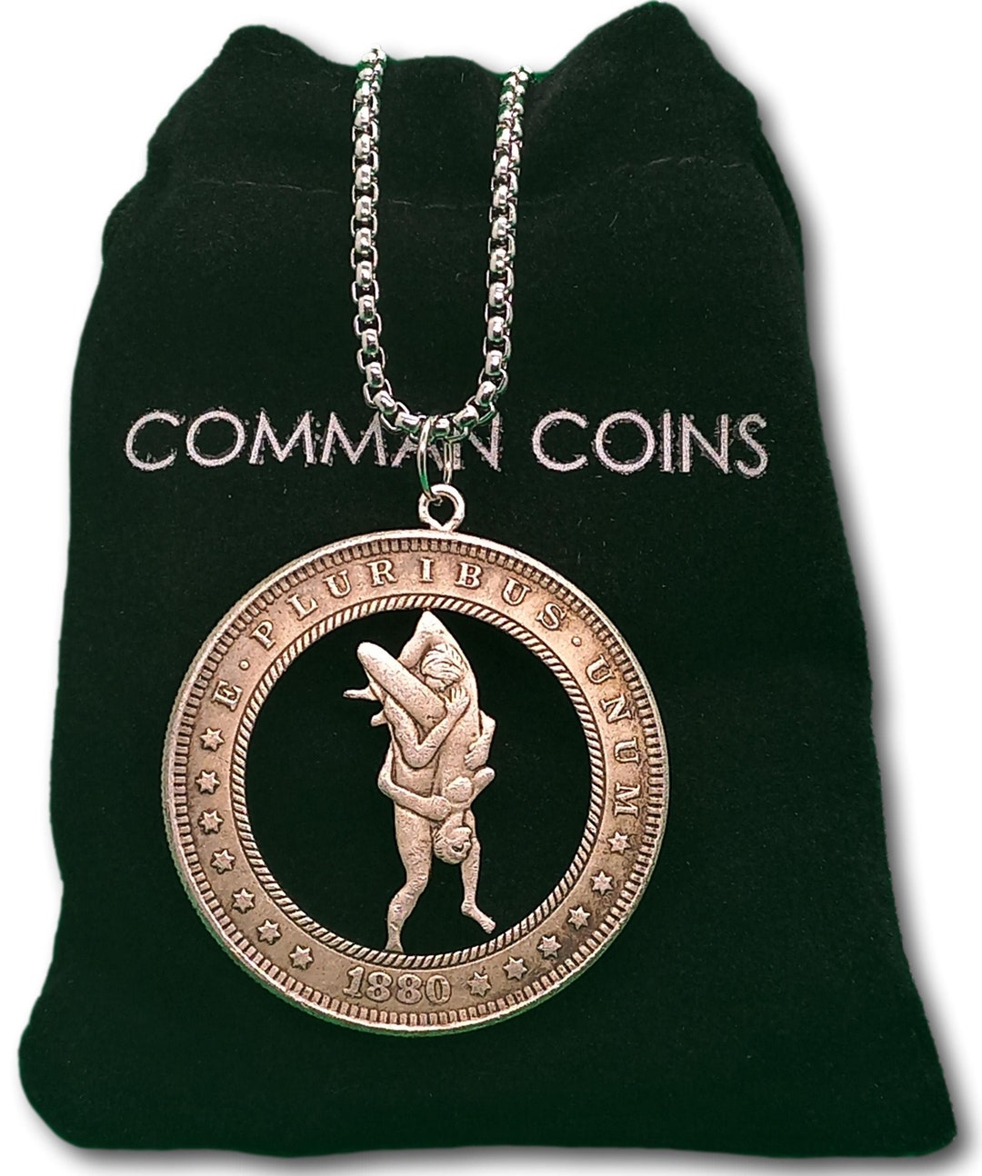 Cut Coin Hobo Coin Necklace Man Woman Kama Sutra Love Position Couple ...