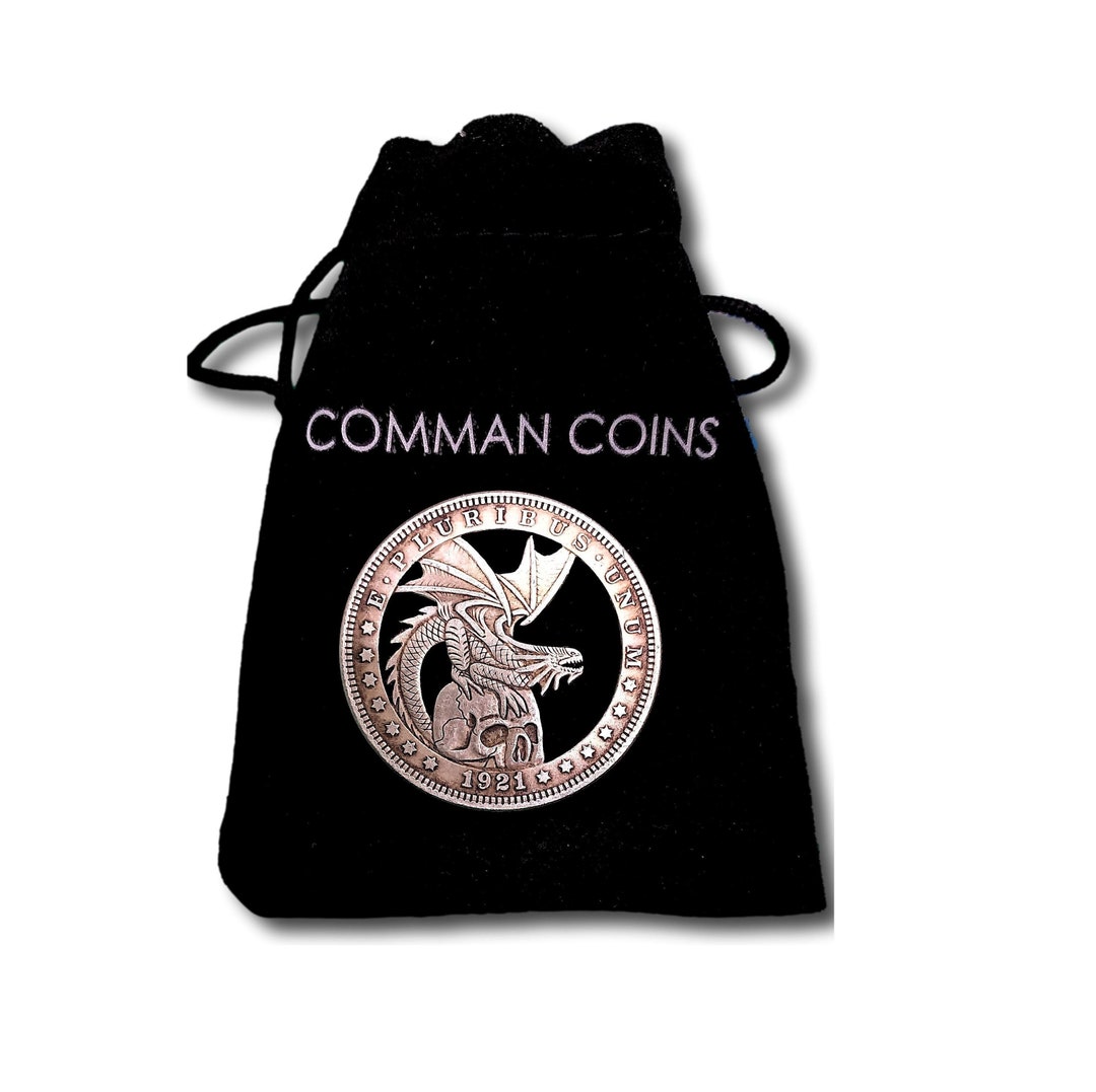 Hand Cut Hobo Coin Skull and Dragon Medieval Dark American Dollar ...