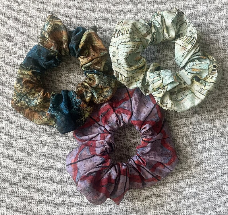 Scrunchie set of 3 Handsewn hair ties Elastic scrunchy sets Beautiful hair accessories Plastic-free eco-friendly cotton hair ties image 3