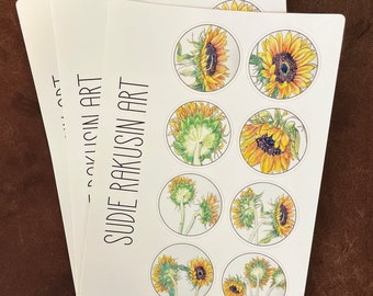 Sunflowers in Full Bloom Stickers ~ Botanical Stickers ~ Flower Stickers ~ Envelope Stickers ~ Nature Stickers ~ Garden Stickers ~ Gift