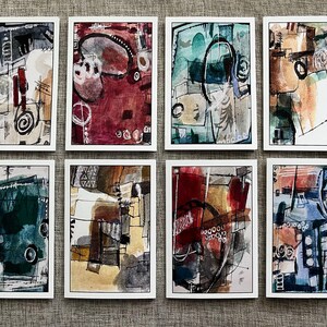 Individuele kaarten Off The Grid ~ Blanco kaarten met enveloppen ~ Kleurrijk briefpapier ~ Notitiekaarten voor alle gelegenheden ~ Notitiekaarten abstracte kunst