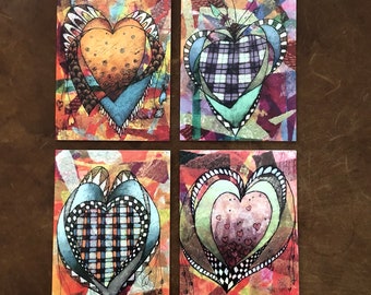 Heart notecard single with envelope ~ Love notecard ~ Inspirational notecard ~ Blank notecard  ~ Hearts ~ Colorful heart stationery