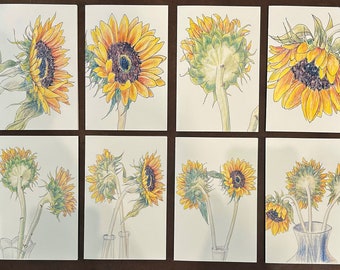 Sunflowers in Full Bloom Notecards ~ Blank Notecards ~ Sunflower Stationery ~ Flower Notecards ~ Any Occasion Notecards ~ Set of 8 Cards