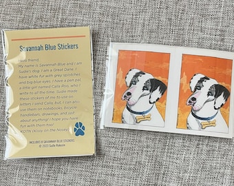 Savannah Blue Dog Stickers Set of 10 ~ Great Dane Dog Stickers ~ Puppy Stickers ~ Animal Stickers ~ Stickers for Kids ~ Children's Stickers