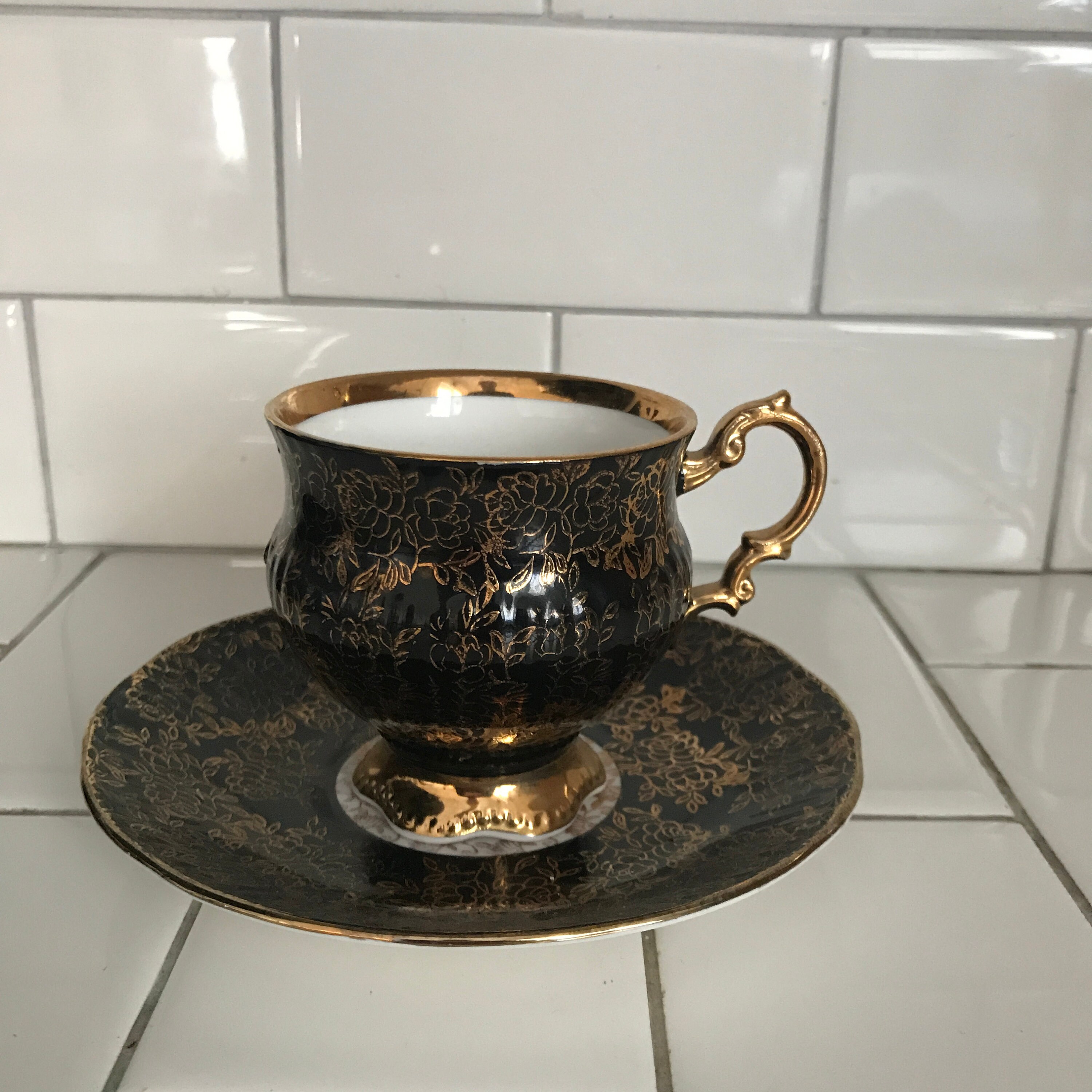 Elizabethan Tea cup and saucer Pedestal Cup Fine bone china Etsy