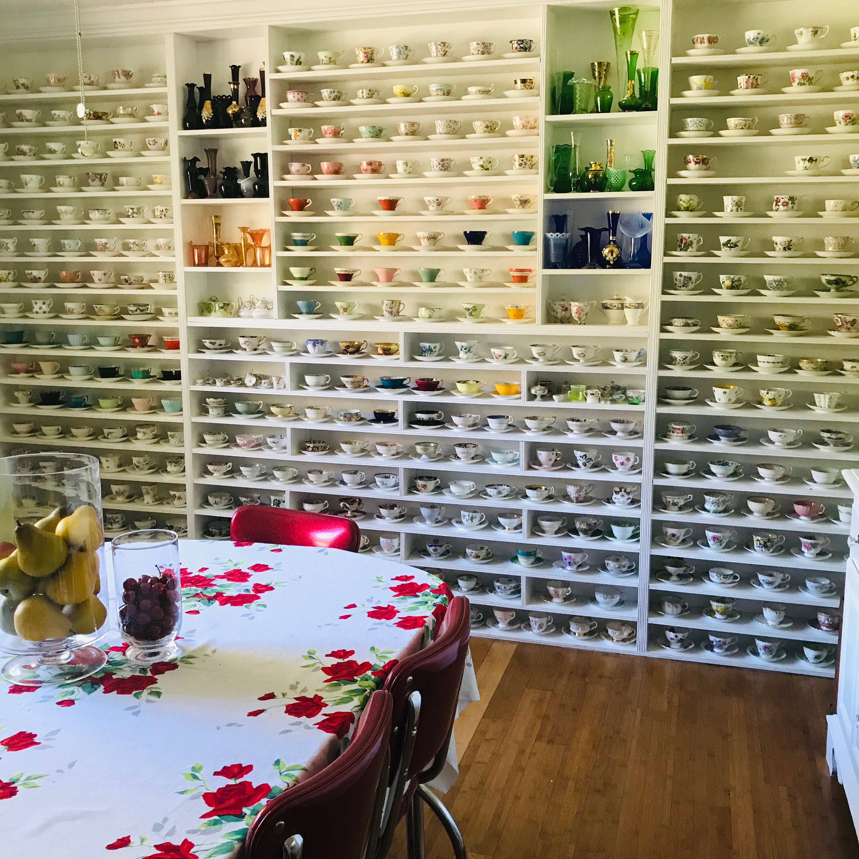 Paragon Tea Cup and Saucer England Purple Thistle green leaves bridal