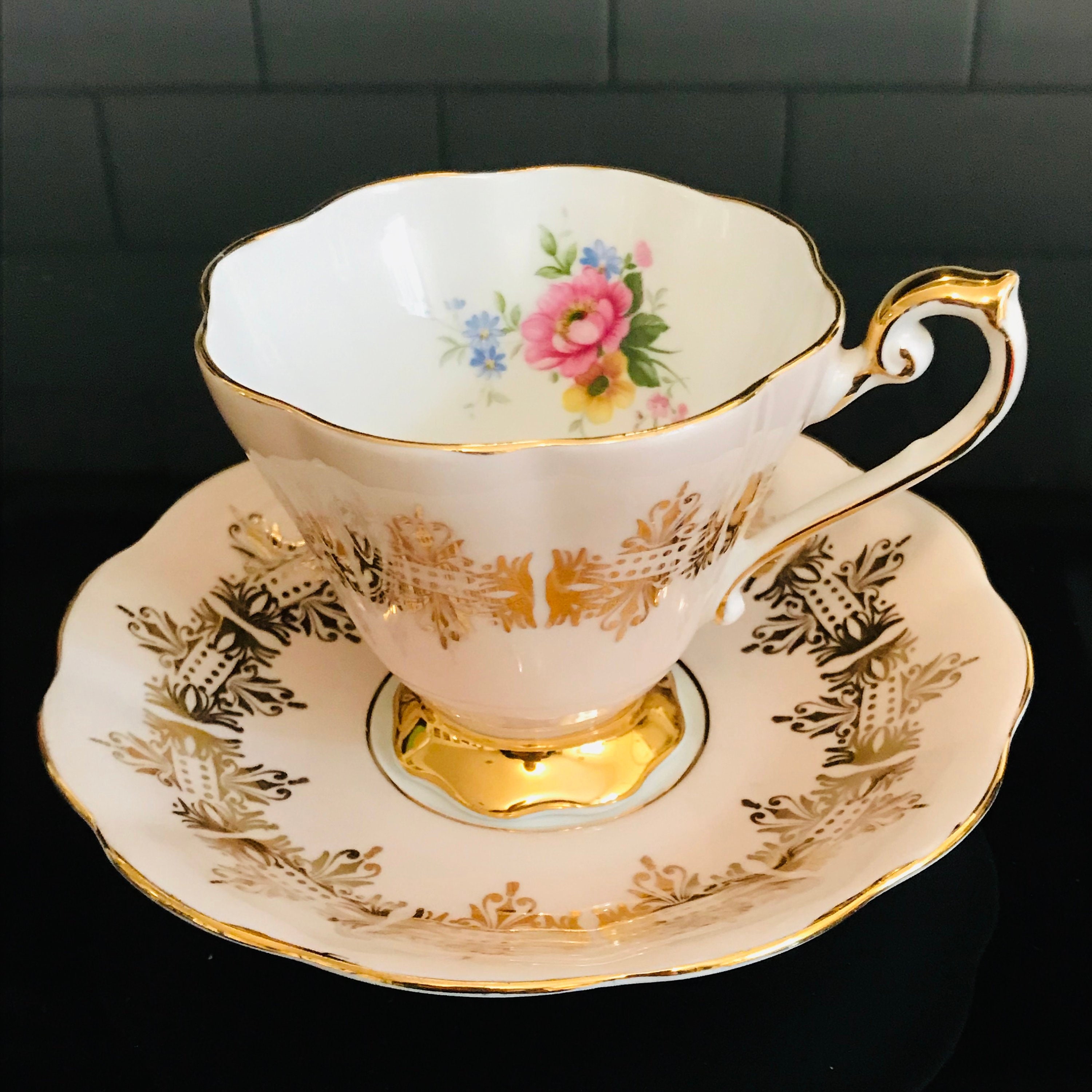 Royal Standard Tea Cup and Saucer England Fine Bone China Peach Gold