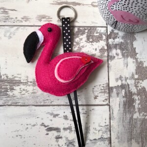 Pink Flamingo Felt Keyring / Keychain, Perfect Quirky Gift, Gifts.