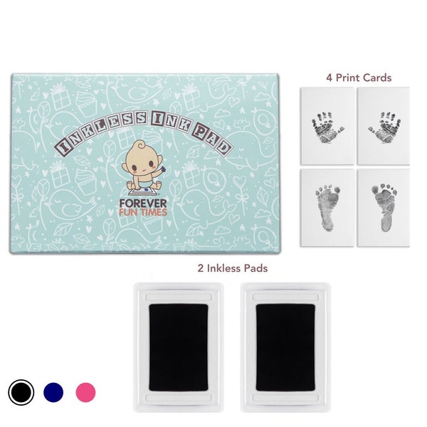 No-Touch Inkless Baby Hand und Fußabdruck Kit | Perfekte Drucke ohne einen Tropfen Tinte auf Ihrem Kind | Inkless Print Kit (Schwarz)