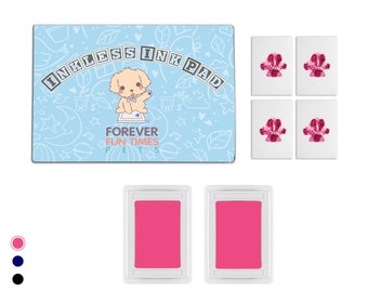 No-Touch Pet Pfotenabdruck Kit | Perfekte Hunde- und Katzendrucke ohne einen Tropfen Tinte auf Ihrem Haustier | Schnelles und einfaches ungiftiges Stempelkissen für Haustiere (Pink)