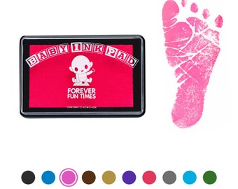 Baby Hand and Footprint Kit | Get Hundreds of Detailed Prints with One Baby Safe Ink Pad | Works with Any Paper or Card | Pink