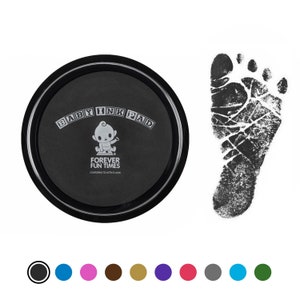 Kit de huellas de manos y pies de bebé / Obtenga cientos de impresiones detalladas con una almohadilla de tinta segura para bebés / Funciona con cualquier papel o cartulina / Color negro
