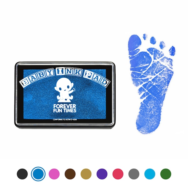 Baby Hand and Footprint Kit | Get Hundreds of Detailed Prints with One Baby Safe Ink Pad | Works with Any Paper or Card | Blue