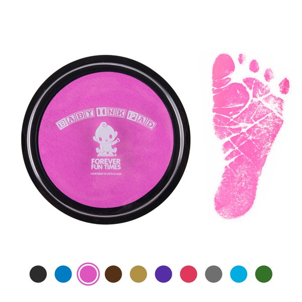 Baby Hand and Footprint Kit | Get Hundreds of Detailed Prints with One Baby Safe Ink Pad | Works with Any Paper or Card | Pink