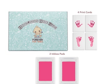 2 Pack Paw Print Ink Kits Non Toxic and Safe Print Kits for Babies and Pets for Baby Shower Gift URBEAR Baby Handprint and Footprint Ink Pads