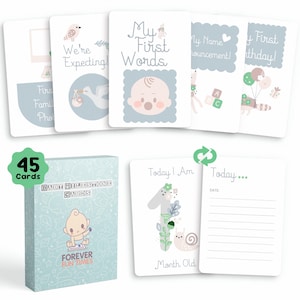 Ensemble de cartes unisexes pour bébés - Cadeau souvenir amusant et neutre pour les photos de nouveau-nés, les baby showers, les moments spéciaux et les événements marquants du mois