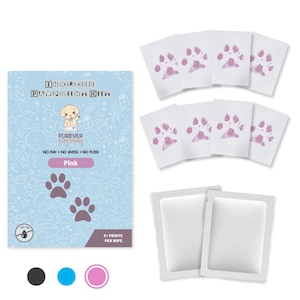 Inkless Pet Paw Print Kit | Get High-Quality Paw Prints With Zero Ink | Non-Toxic Inkless Wipes for Pets - Pink