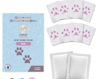 Inkless Pet Paw Print Kit | Get High-Quality Paw Prints With Zero Ink | Non-Toxic Inkless Wipes for Pets - Pink