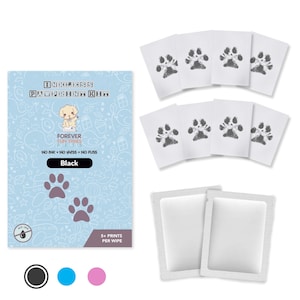 Inkless Pet Paw Print Kit | Get High-Quality Paw Prints With Zero Ink | Non-Toxic Inkless Wipes for Pets - Black