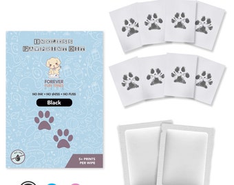 Inkless Pet Paw Print Kit | Get High-Quality Paw Prints With Zero Ink | Non-Toxic Inkless Wipes for Pets - Black